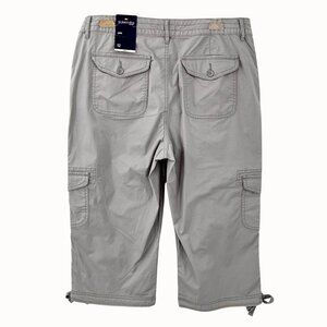 NWT ST JOHN'S BAY CARGO CAPRI PANTS CINDERBLOCK GRAY W/ POCKETS - 12